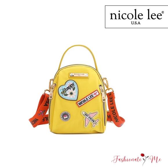 Nicole Lee USA Mini Embroidered Color Patch Adjustable Strap Multi Bag | Yellow - Picture 1 of 13